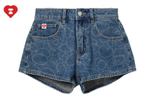 CAMO WASHED DENIM SHORTS