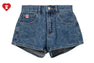 CAMO WASHED DENIM SHORTS