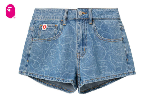CAMO WASHED DENIM SHORTS