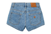 CAMO WASHED DENIM SHORTS