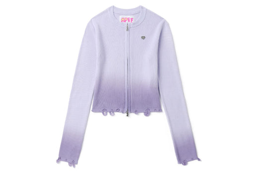 DIP DYE RIBBED ZIP UP CARDIGAN #1