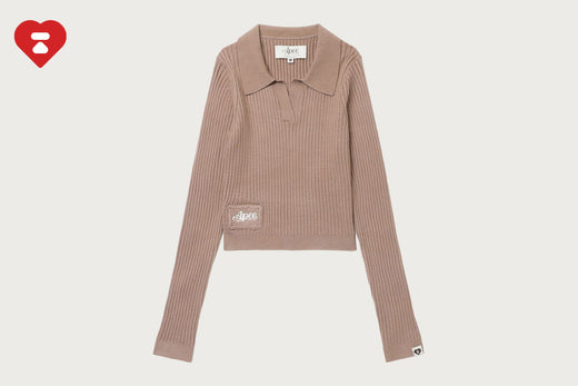 APEE HALF PLACKET STRETCH KNIT TOP #1