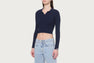 APEE HALF PLACKET STRETCH KNIT TOP #1