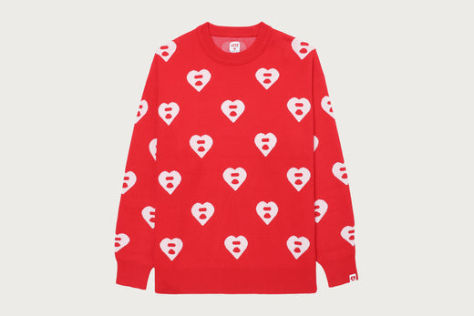 MEDIUM HEART ALL OVER KNIT SWEATER