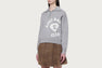 BIG APEE HEART COLLEGE PRINT HALF ZIP KNIT SWEATER