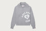 BIG APEE HEART COLLEGE PRINT HALF ZIP KNIT SWEATER
