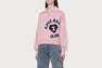 BIG APEE HEART COLLEGE PRINT HALF ZIP KNIT SWEATER