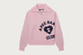 BIG APEE HEART COLLEGE PRINT HALF ZIP KNIT SWEATER