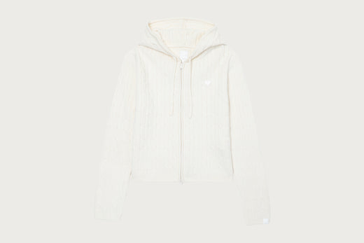 CABLE KNIT ZIP UP HOODIE