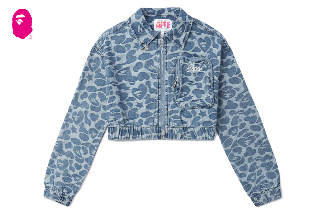 PATTERN DENIM ZIP UP JACKET WITH PATCH POCKET | bape.com