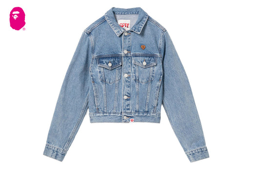 PU BADGE WASHED DENIM JACKET