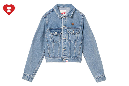 PU BADGE WASHED DENIM JACKET
