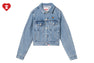 PU BADGE WASHED DENIM JACKET