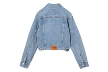 PU BADGE WASHED DENIM JACKET