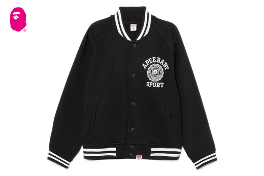 COLLEGE EMBROIDERY BASEBALL SWEAT JACKET