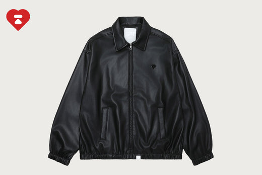 HEART RIVET FAUX LEATHER JACKET