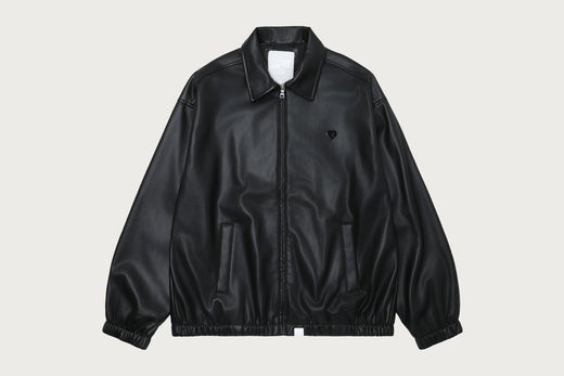 HEART RIVET FAUX LEATHER JACKET