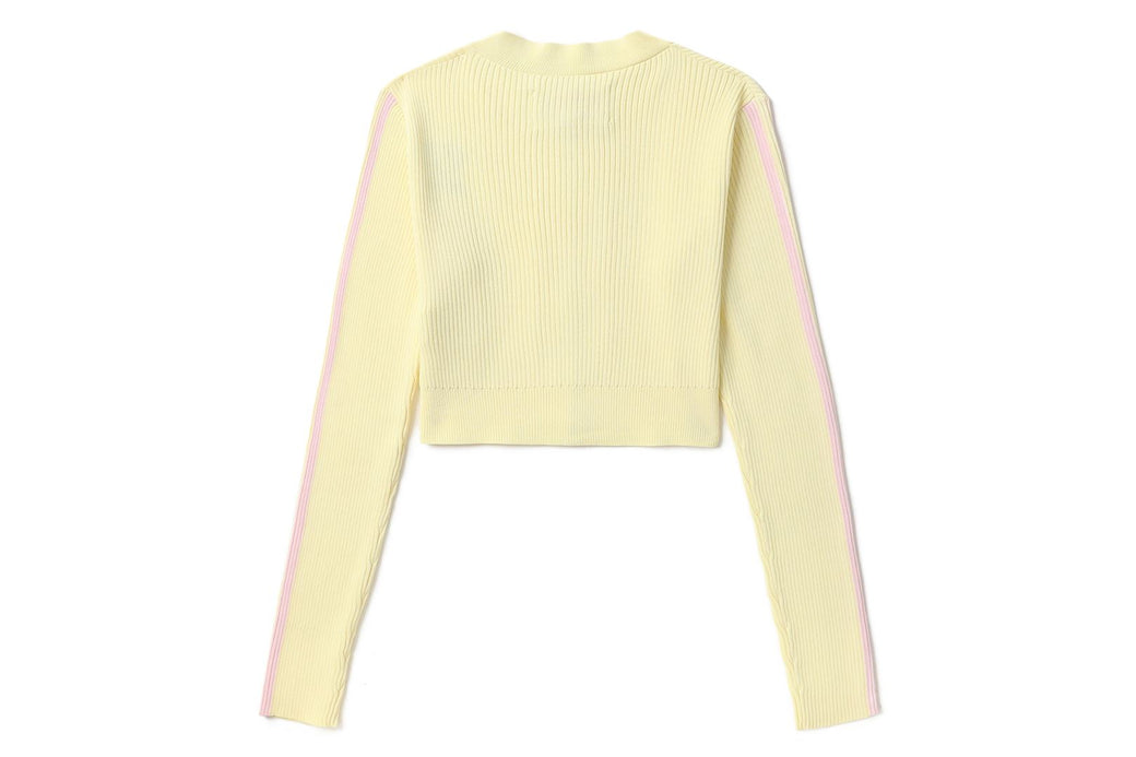 Eaphi RANDOM WAVE RIB KNIT ライトイエロー 180gsm stretchable ribbed knit fabric 95%Cotton 5%Spandex