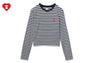 HEART BADGE STRIPED LS TEE