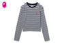 HEART BADGE STRIPED LS TEE