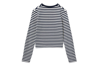 HEART BADGE STRIPED LS TEE