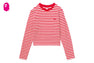 HEART BADGE STRIPED LS TEE
