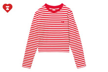 HEART BADGE STRIPED LS TEE