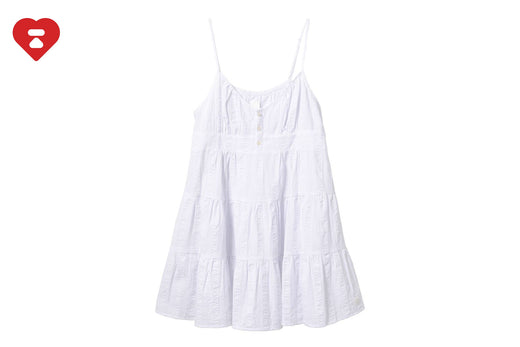 HEART BADGE WOVEN TABLE CHECK CAMI DRESS