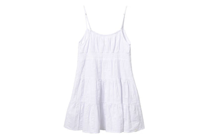 HEART BADGE WOVEN TABLE CHECK CAMI DRESS