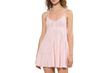 HEART BADGE WOVEN TABLE CHECK CAMI DRESS