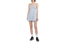 HEART BADGE WOVEN TABLE CHECK CAMI DRESS