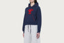 CHENILLE EMBROIDERY MINI CROP HOODIE