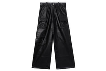 FAUX LEATHER CARGO PANTS