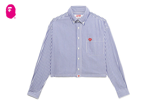 HEART BADGE STRIPE CROP SHIRT #1