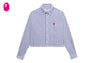 HEART BADGE STRIPE CROP SHIRT #1