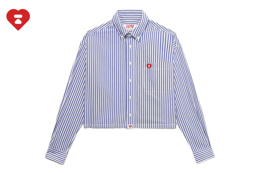 HEART BADGE STRIPE CROP SHIRT #1