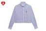 HEART BADGE STRIPE CROP SHIRT #1
