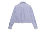 HEART BADGE STRIPE CROP SHIRT #1