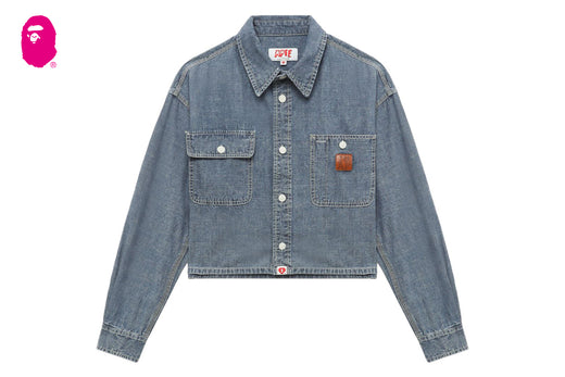 WASHED DENIM CROP SHIRT