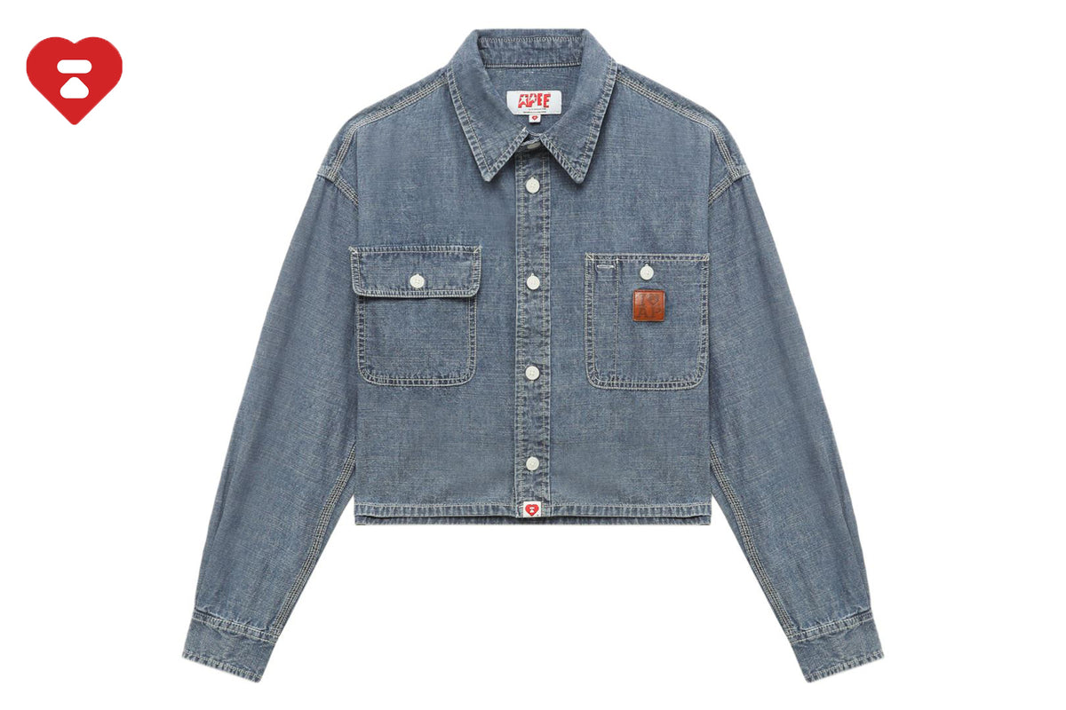 WASHED DENIM CROP SHIRT | bape.com