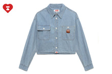 WASHED DENIM CROP SHIRT