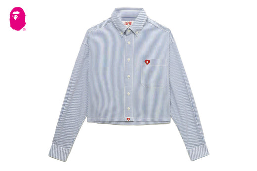 HEART BADGE STRIPE CROP SHIRT #2