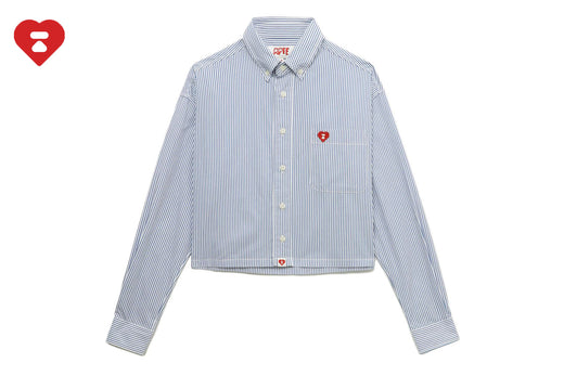 HEART BADGE STRIPE CROP SHIRT #2