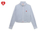HEART BADGE STRIPE CROP SHIRT #2