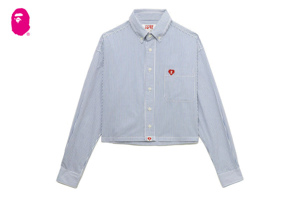 HEART BADGE STRIPE CROP SHIRT #2 | bape.com