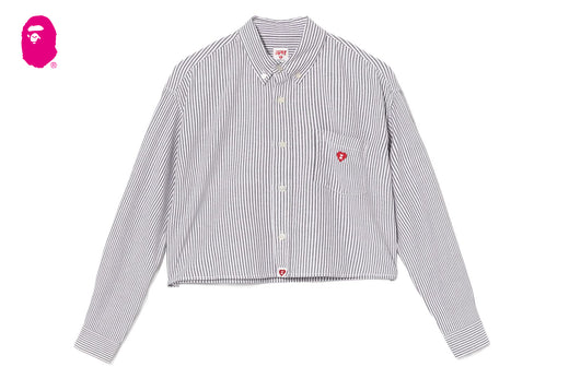EMBRO BADGE STRIPE CROPPED SHIRT