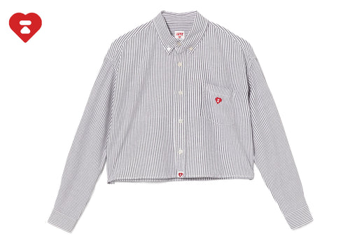 EMBRO BADGE STRIPE CROPPED SHIRT