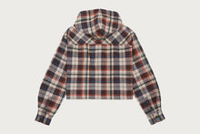 HEART PATCH FLANNEL CHECK HOODIE SHIRT