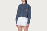 LINE CAMO CROPPED DENIM SHIRT