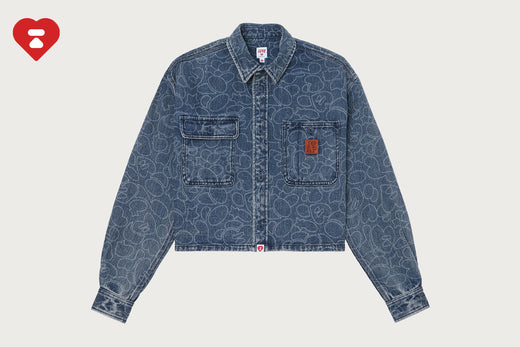 LINE CAMO CROPPED DENIM SHIRT